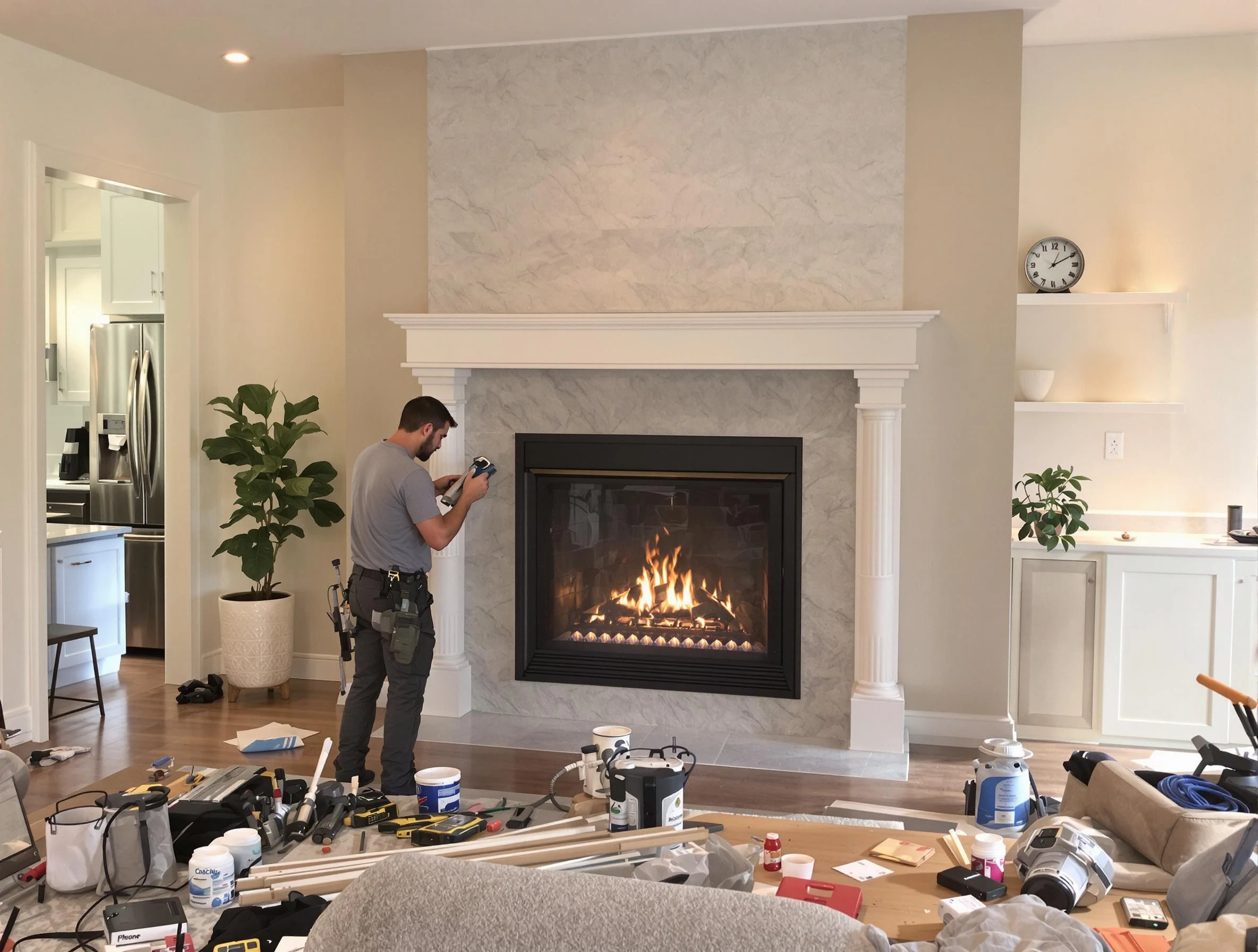 Newly installed fireplace by Belmont Chimney Sweep in Belmont, MA