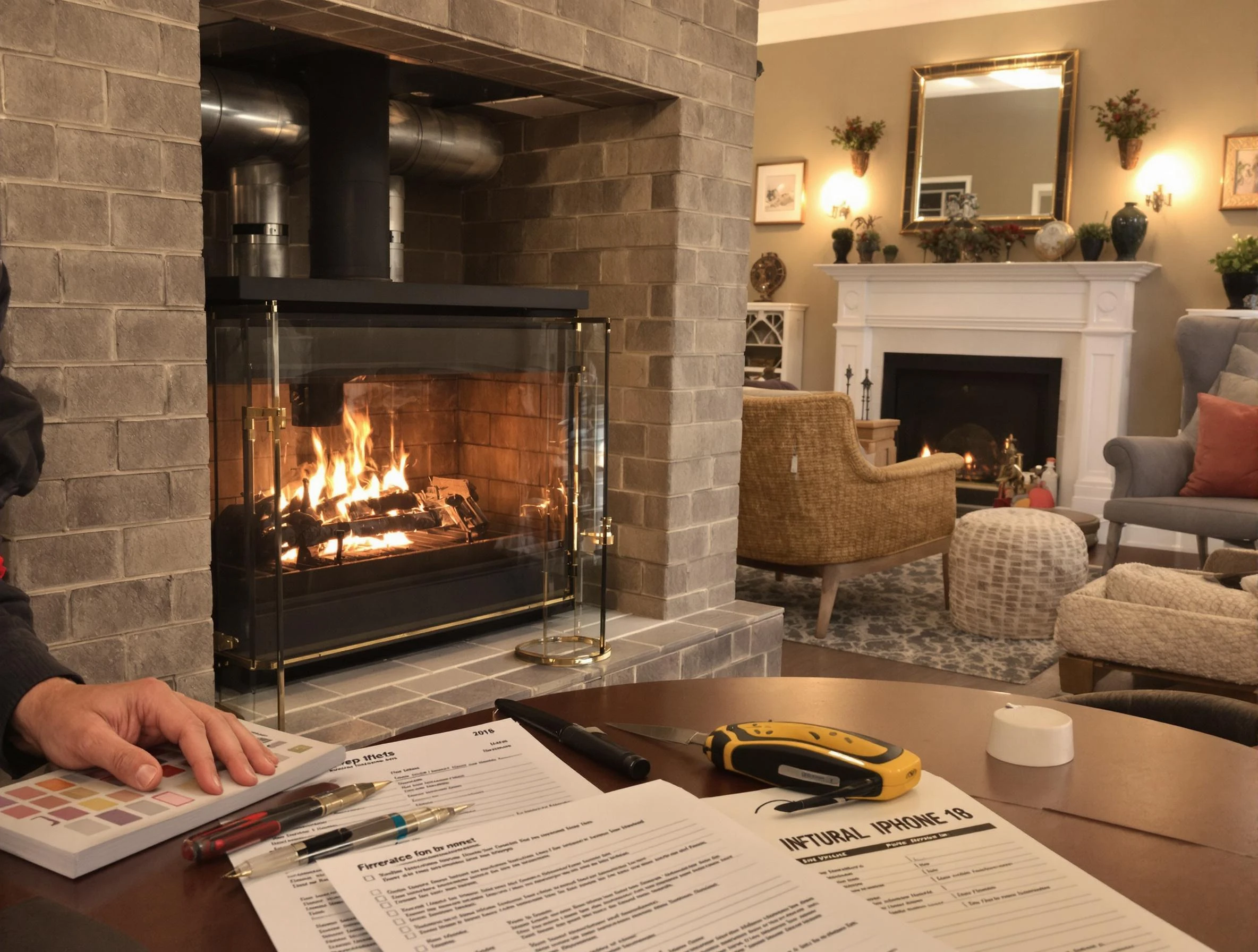 Belmont Chimney Sweep verifying fireplace safety measures in Belmont, MA