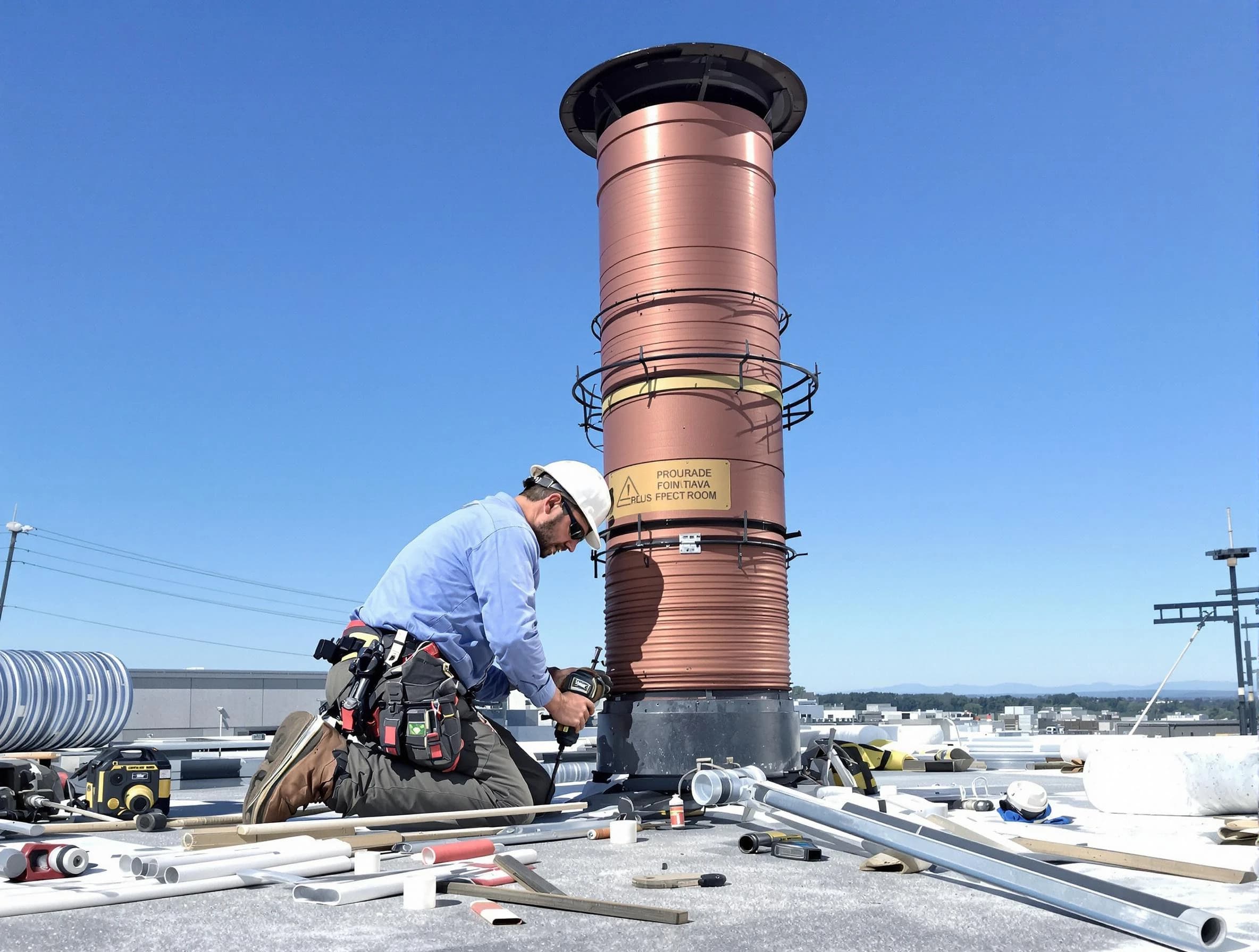 Installed chimney liner by Belmont Chimney Sweep in Belmont, MA
