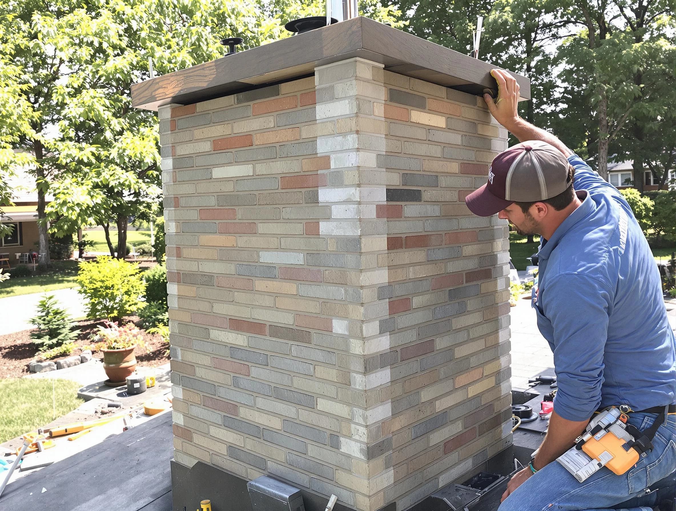 Belmont Chimney Sweep completing a modern chimney remodel in Belmont, MA