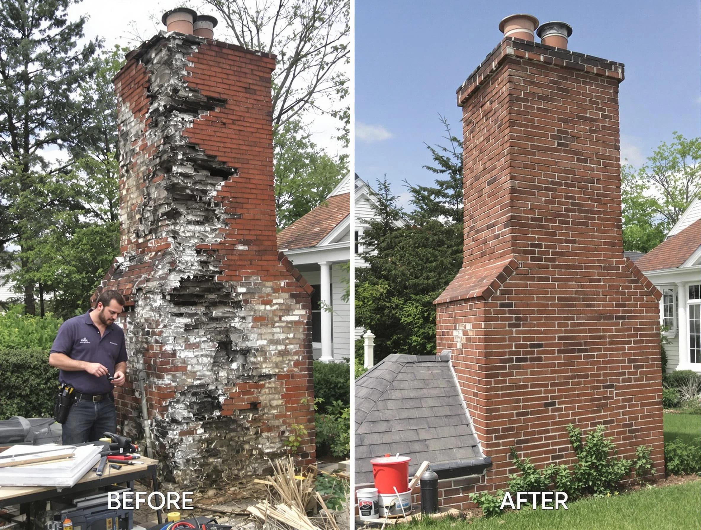 Belmont Chimney Sweep performing a full chimney restoration in Belmont, MA