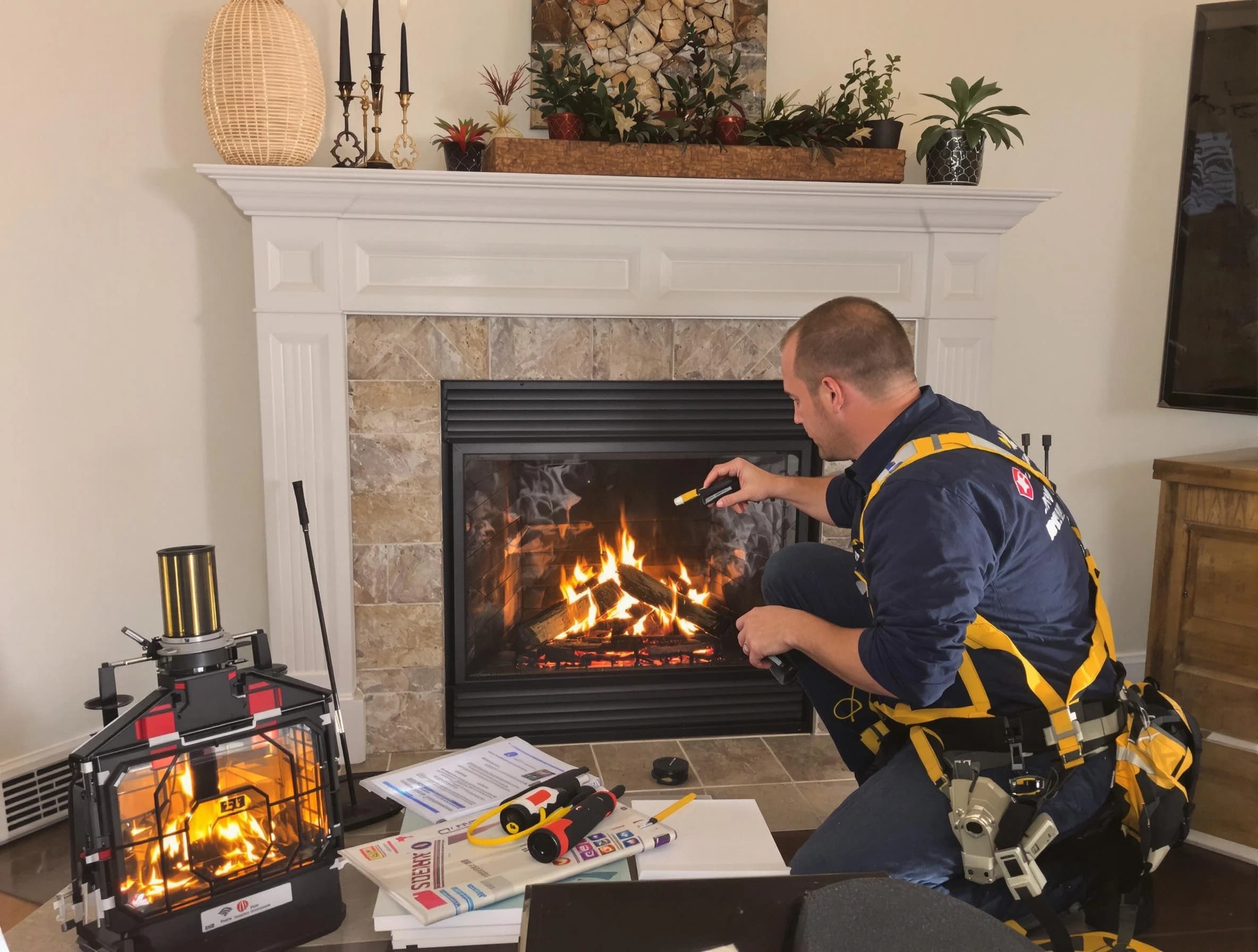 Safety-focused fireplace inspection by Belmont Chimney Sweep in Belmont, MA