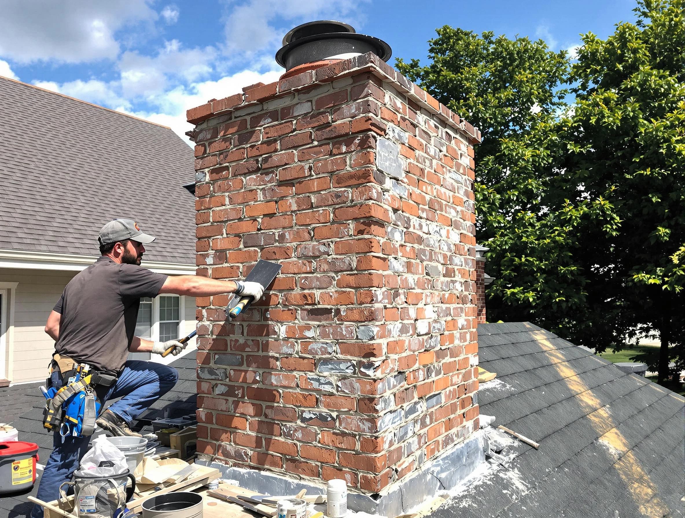Completed chimney rebuild by Belmont Chimney Sweep in Belmont, MA