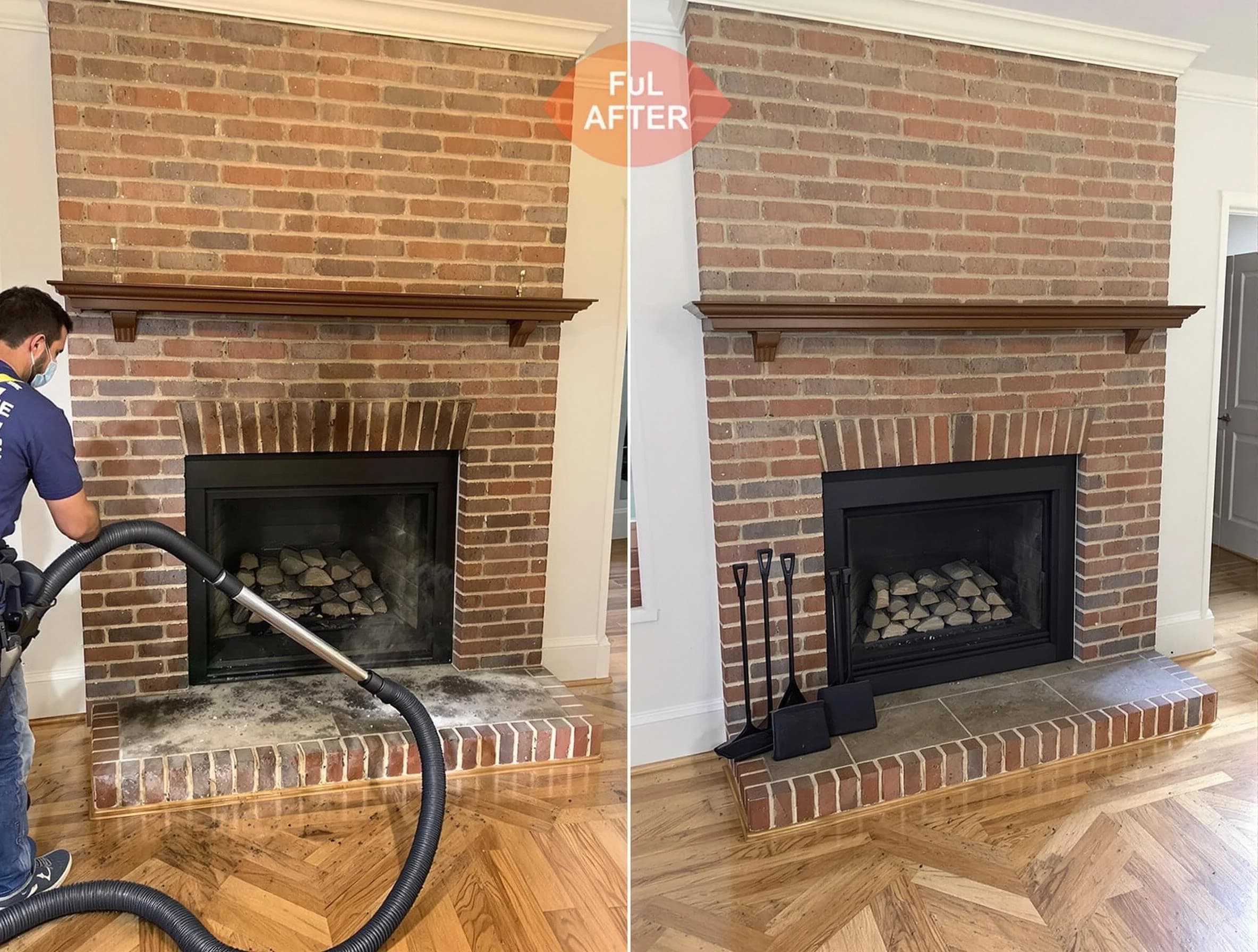 Belmont Chimney Sweep carefully sanitizing a fireplace in Belmont, MA