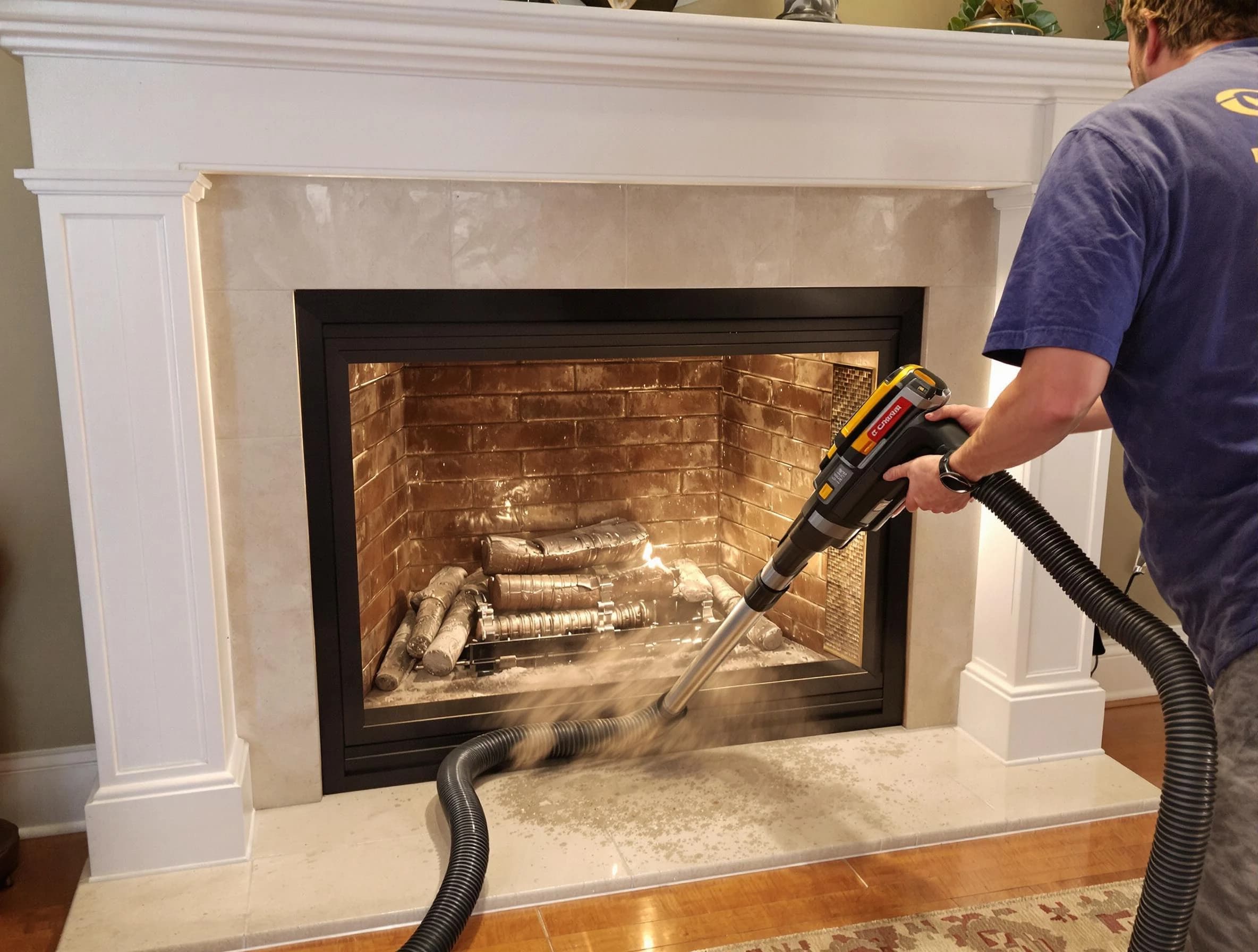 Fireplace cleaning performed by Belmont Chimney Sweep in Belmont, MA